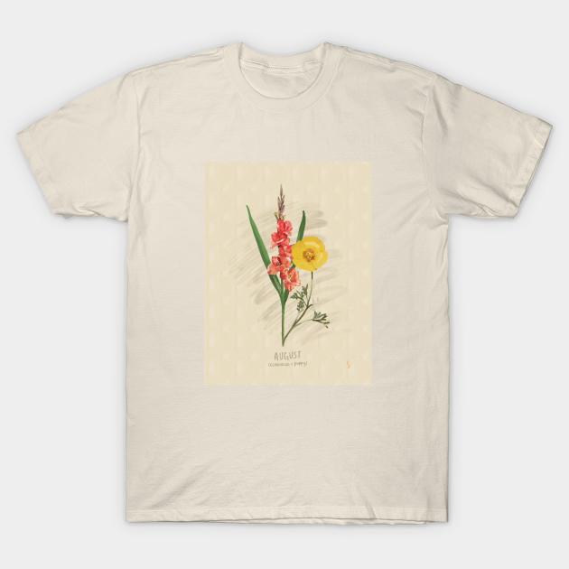 August Flower Birth Month Illustration T-Shirt by sydneybrookeart